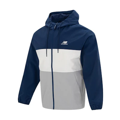 New Balance Colorblock Logo Hooded Windbreaker Jacket - Blue 5AD38011-NV