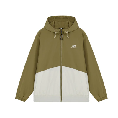 New Balance Colorblock Logo Patch Hooded Jacket Khaki AMJ14336-OV