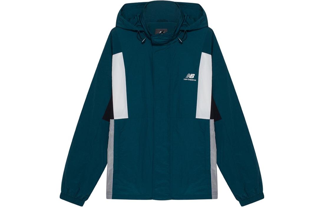 New Balance Colorblock Logo Print Hoodie Jacket Green Unisex NAA33013-GRN