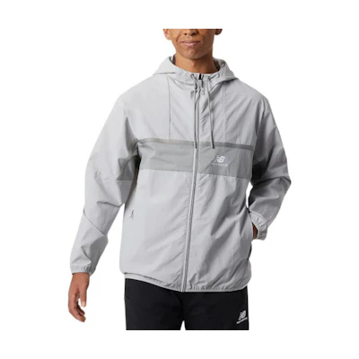 New Balance Colorblock Logo Print Zip-Up Hoodie Jacket Gray MJ21500-RCD