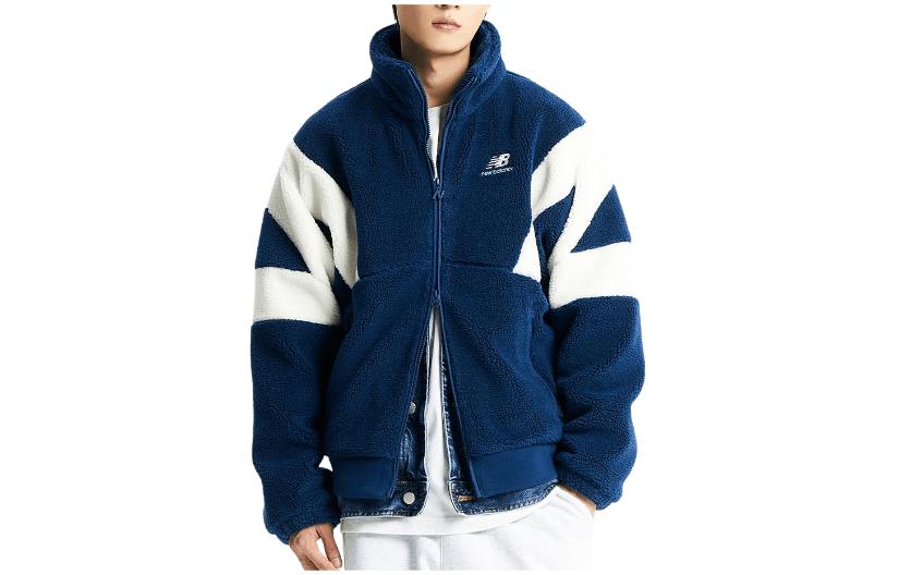New Balance Colorblock Stand Collar Zip Jacket Unisex - Dark Blue NBMDD42923-52