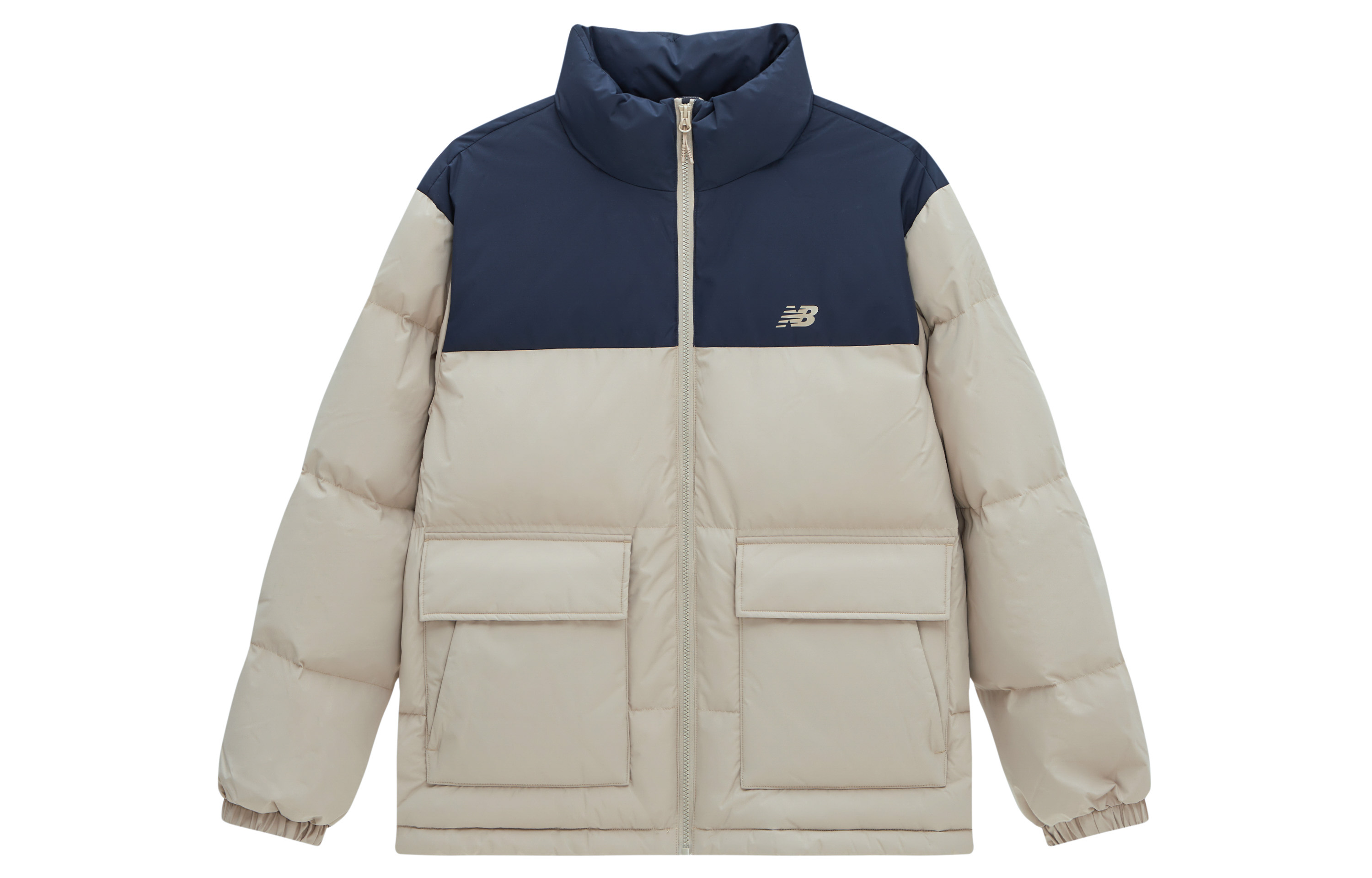 New Balance Colorblock Windproof Insulated Down Jacket Khaki/Blue Unisex. AMJ34304-SOT