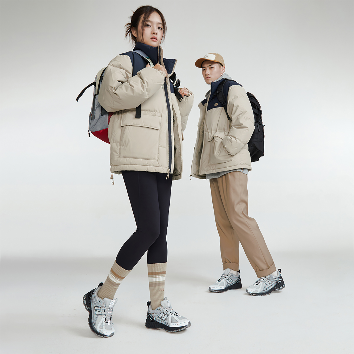Cheap 뉴발란스 컬러블록 방풍 다운 자켓 카키/블루 유니섹스. AMJ34304-SOT