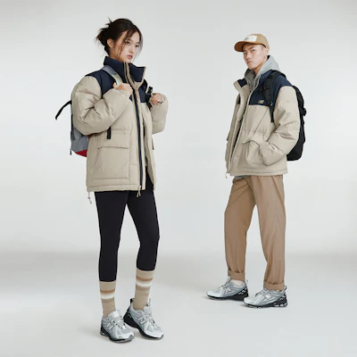 뉴발란스 컬러블록 방풍 다운 자켓 카키/블루 유니섹스. AMJ34304-SOT 1