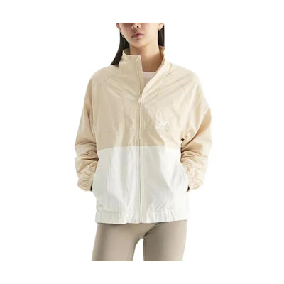 New Balance Colorblock Zip-Up Fitted Jacket Beige Unisex Long-Sleeve NBNAD31023-35