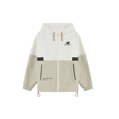 New Balance Colorblock Zip-Up Hoodie Jacket Unisex Gray White Patchwork NAA34023-IV