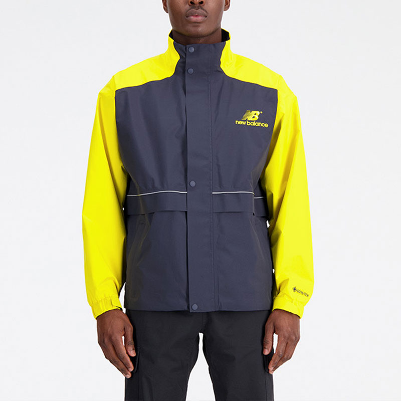 Shop New Balance Jaket Woven Zip-Up Pria Kuning/Abu-Abu Colorblock MJ33552-ECL