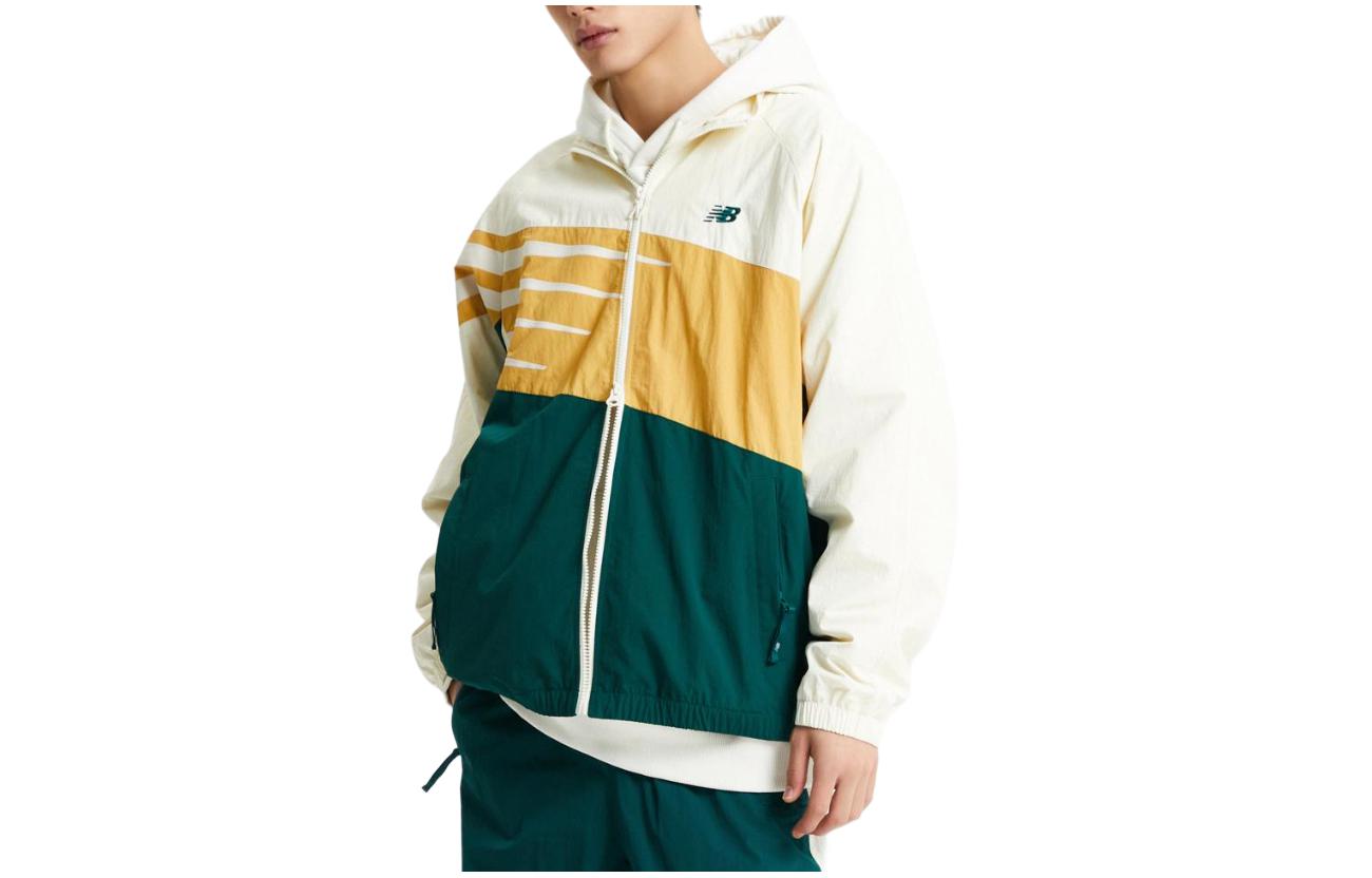 New Balance Colorblock Zip Hoodie Jacket Ivory White NBNAE12323-39