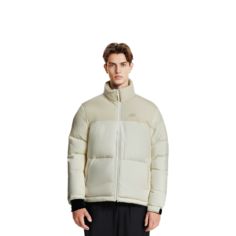Details for New Balance Colorblock Zipped Puffer Jacket Unisex White Warm & Cozy. NPD49011-WT