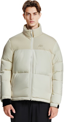New Balance Colorblock Zipped Puffer Jacket Unisex White Warm & Cozy. NPD49011-WT Details for New Balance Colorblock Zipped Puffer Jacket Unisex White Warm & Cozy. NPD49011-WT