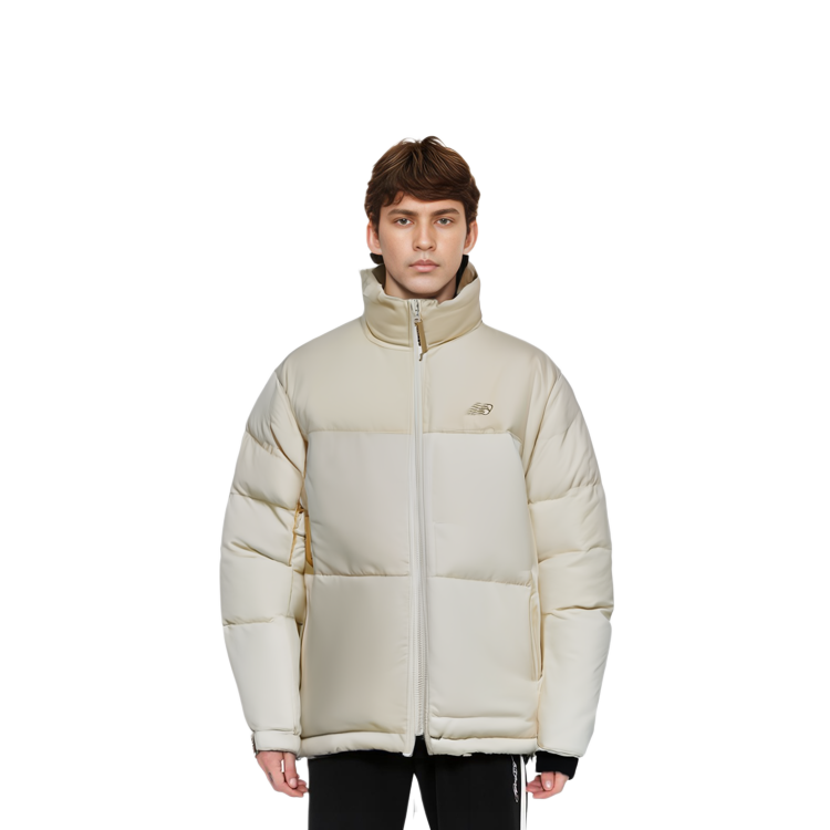 Sizing New Balance Colorblock Zipped Puffer Jacket Unisex White Warm & Cozy. NPD49011-WT