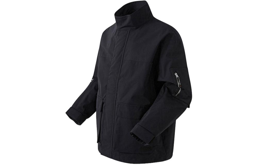 New Balance Cordura Solid Black Long-Sleeve Jacket with Dual Pockets NBNMC13023-BK