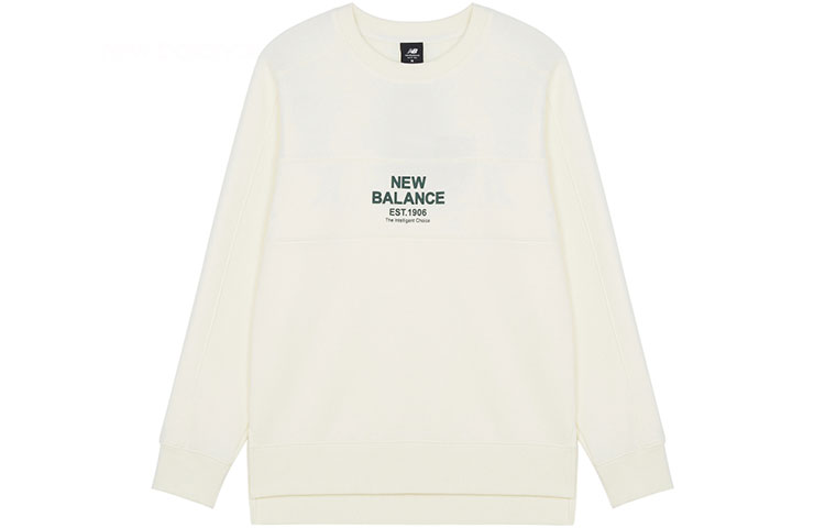 New Balance Crewneck Pullover Sweatshirt Logo Print White AMT14319-NMC