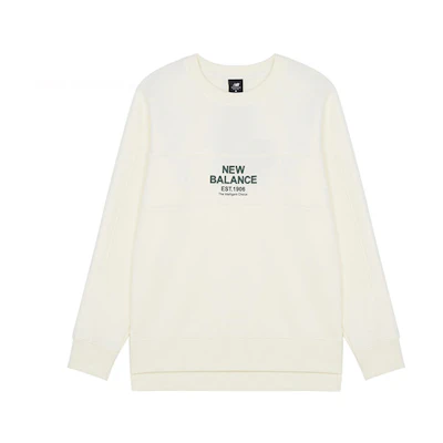 New Balance Crewneck Pullover Sweatshirt Logo Print White AMT14319-NMC