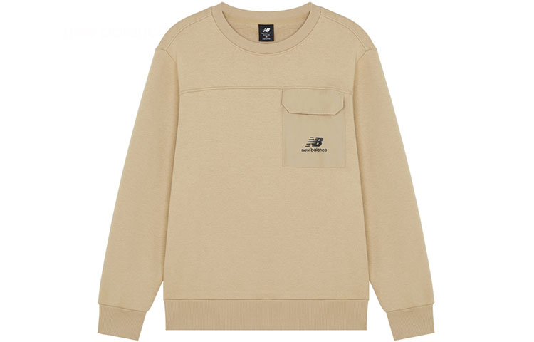 New Balance Crewneck Pullover Sweatshirt with Chest Pocket - Khaki AMT14339-HNA