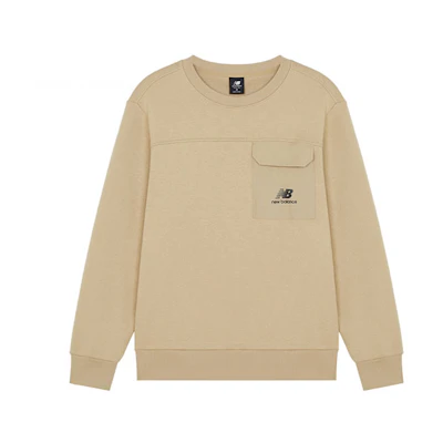 New Balance Crewneck Pullover Sweatshirt with Chest Pocket - Khaki AMT14339-HNA