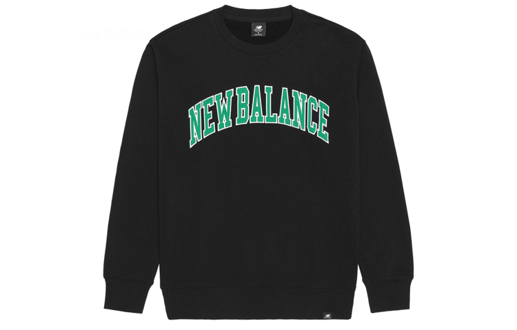 New Balance Crewneck Sweatshirt Black with Letter Print Design MT03515-BK