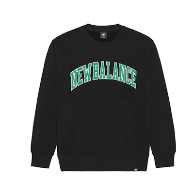 New Balance Crewneck Sweatshirt Black with Letter Print Design MT03515-BK