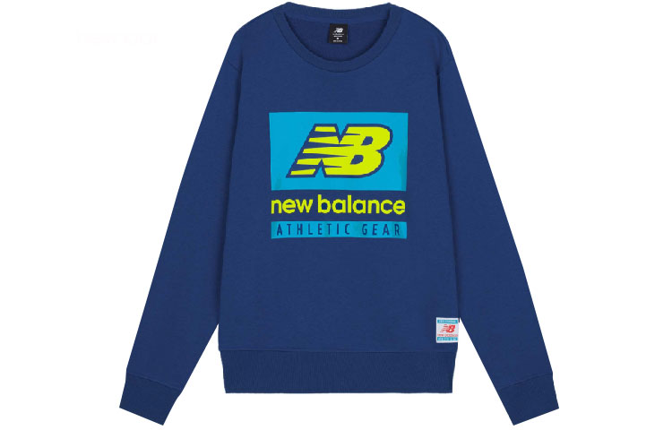 New Balance Crewneck Sweatshirt with Colorblock Letter Print - Blue AMT11515-CNB