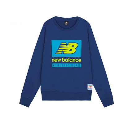 New Balance Crewneck Sweatshirt with Colorblock Letter Print - Blue AMT11515-CNB