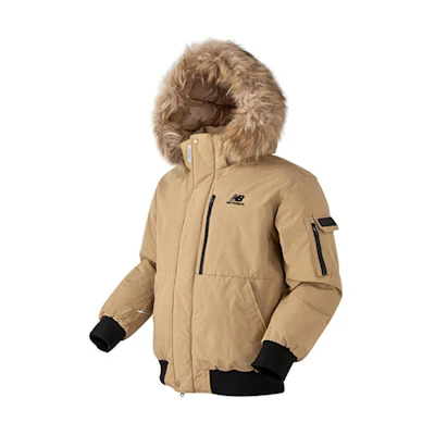 New Balance Detachable Fur Hood Puffer Jacket Beige Unisex Korean Winter Style NPA43043-BE