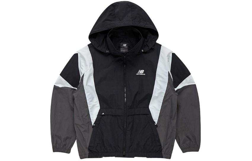 New Balance Detachable Hood Zip Jacket Unisex Black Alphabet Patch Design NBNAD12323-19