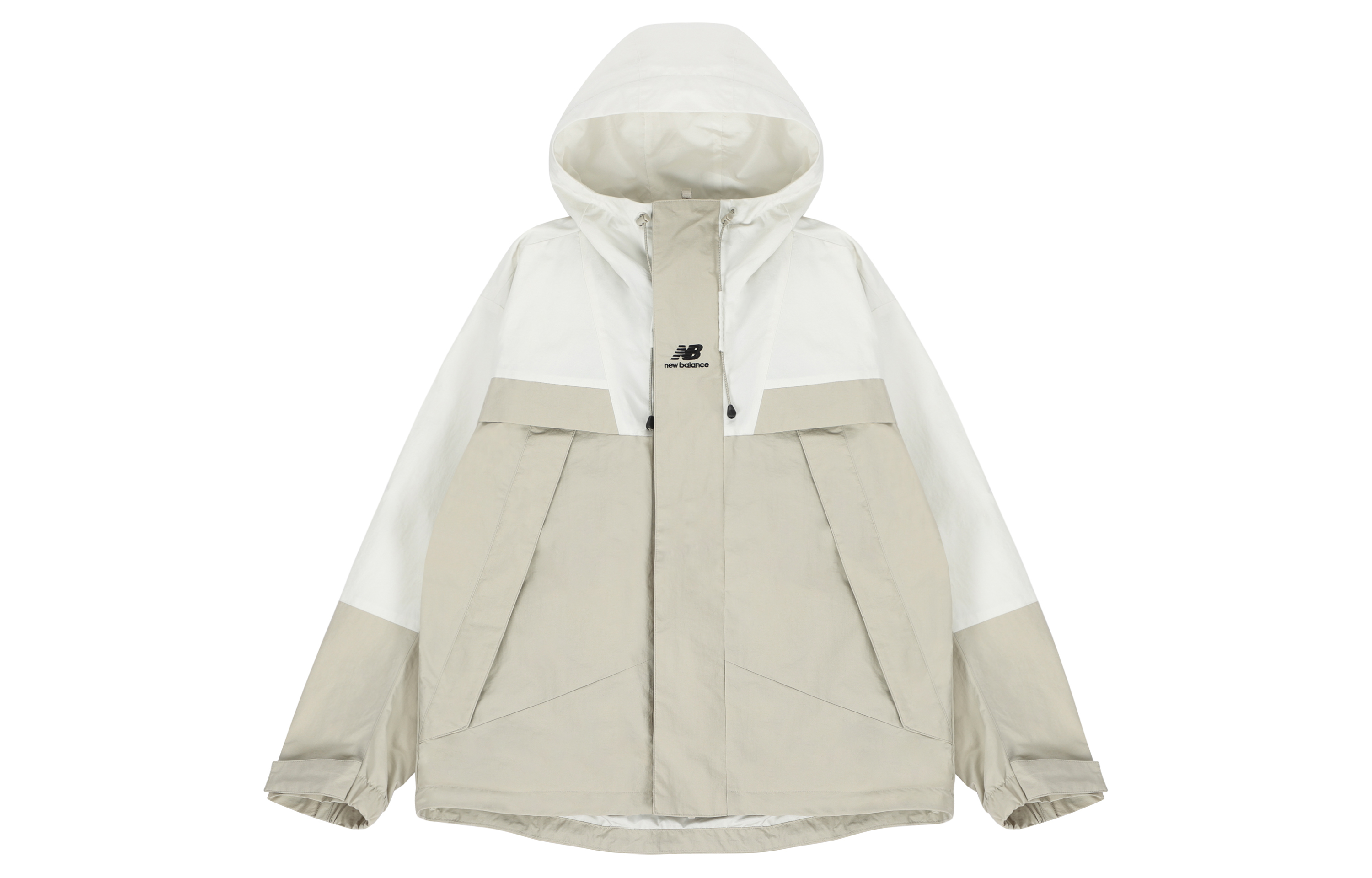 New Balance Embroidered Logo Colorblock Hoodie Jacket White Unisex Fall Collection 5AC14103-BEI