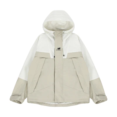 New Balance Embroidered Logo Colorblock Hoodie Jacket White Unisex Fall Collection 5AC14103-BEI