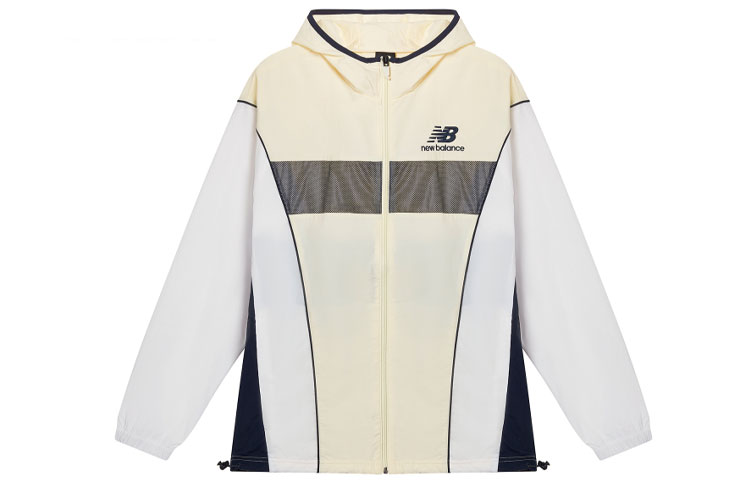 New Balance Embroidered Logo Colorblock Hoodie Jacket Unisex White Couples' Style AMJ11500-CYW