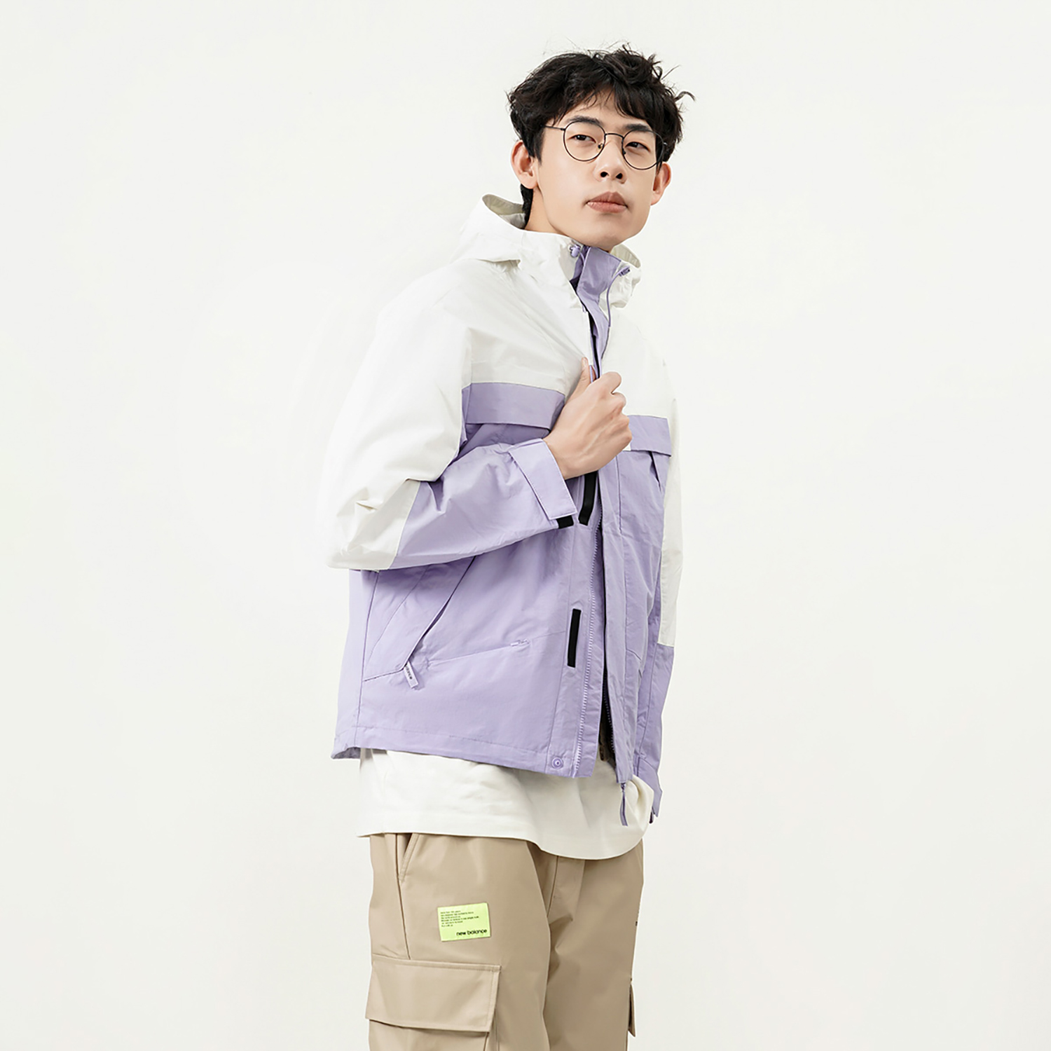 Purchase New Balance 刺绣标志拼色连帽外套 男女款 紫色 5AC14103-DV