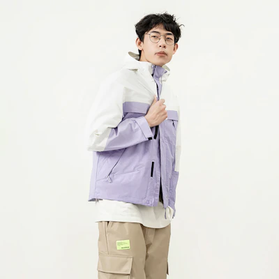 New Balance 刺绣标志拼色连帽外套 男女款 紫色 5AC14103-DV Purchase New Balance 刺绣标志拼色连帽外套 男女款 紫色 5AC14103-DV