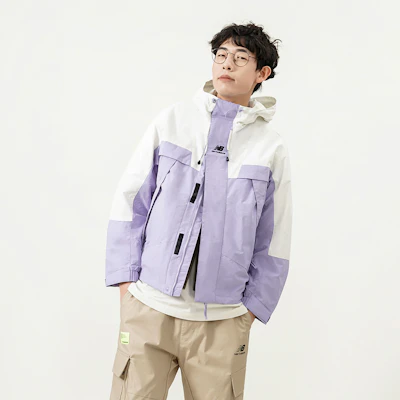 New Balance 刺绣标志拼色连帽外套 男女款 紫色 5AC14103-DV Details for New Balance 刺绣标志拼色连帽外套 男女款 紫色 5AC14103-DV