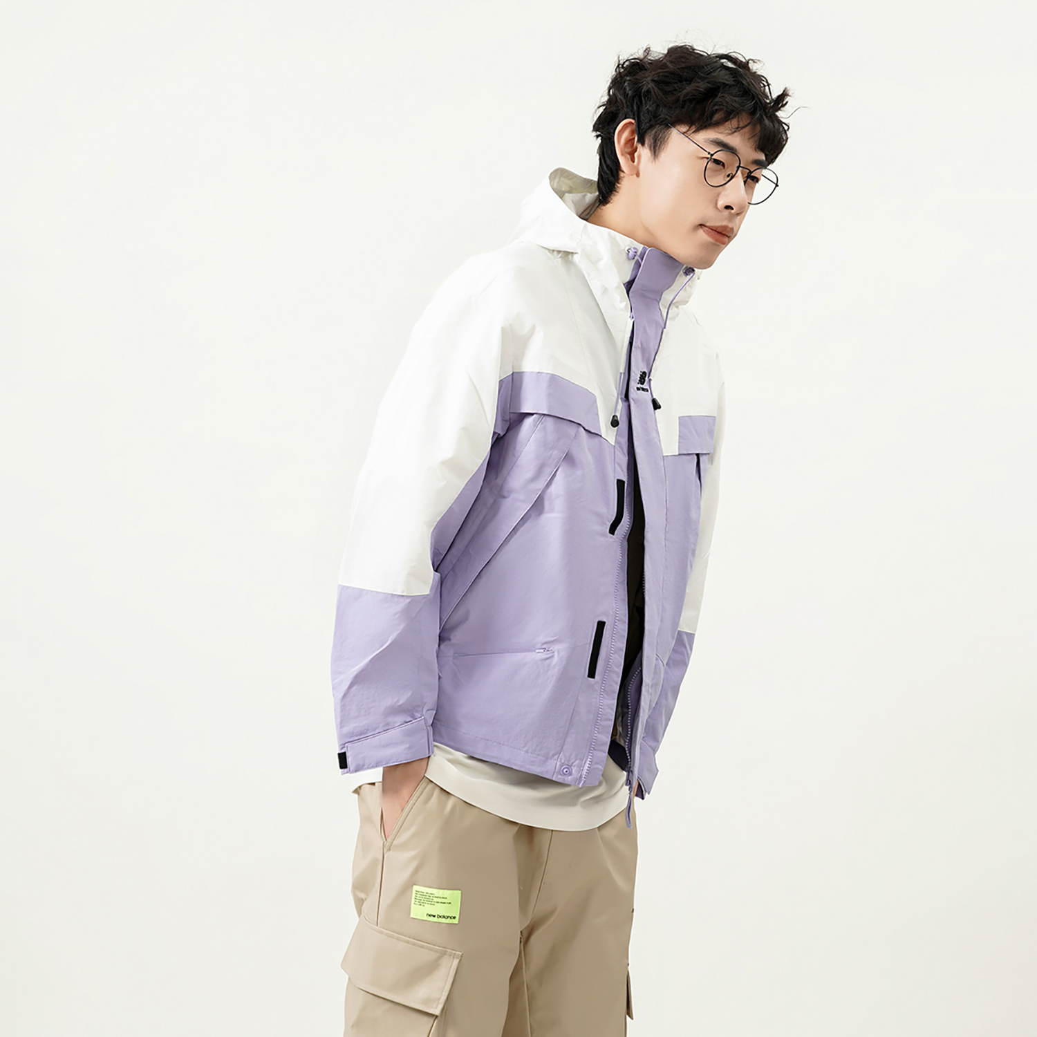 Sizing New Balance 刺绣标志拼色连帽外套 男女款 紫色 5AC14103-DV