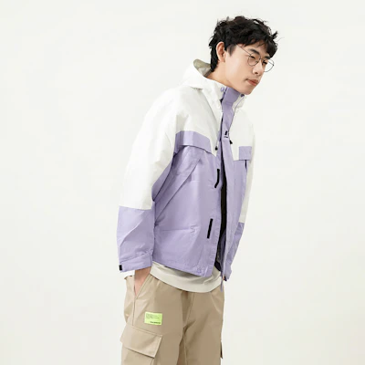 New Balance 刺绣标志拼色连帽外套 男女款 紫色 5AC14103-DV Sizing New Balance 刺绣标志拼色连帽外套 男女款 紫色 5AC14103-DV