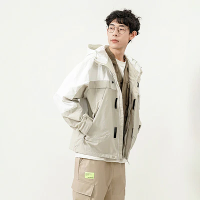 New Balance 刺绣logo拼色连帽外套 白色 男女同款 秋季系列 5AC14103-BEI Sizing New Balance 刺绣logo拼色连帽外套 白色 男女同款 秋季系列 5AC14103-BEI