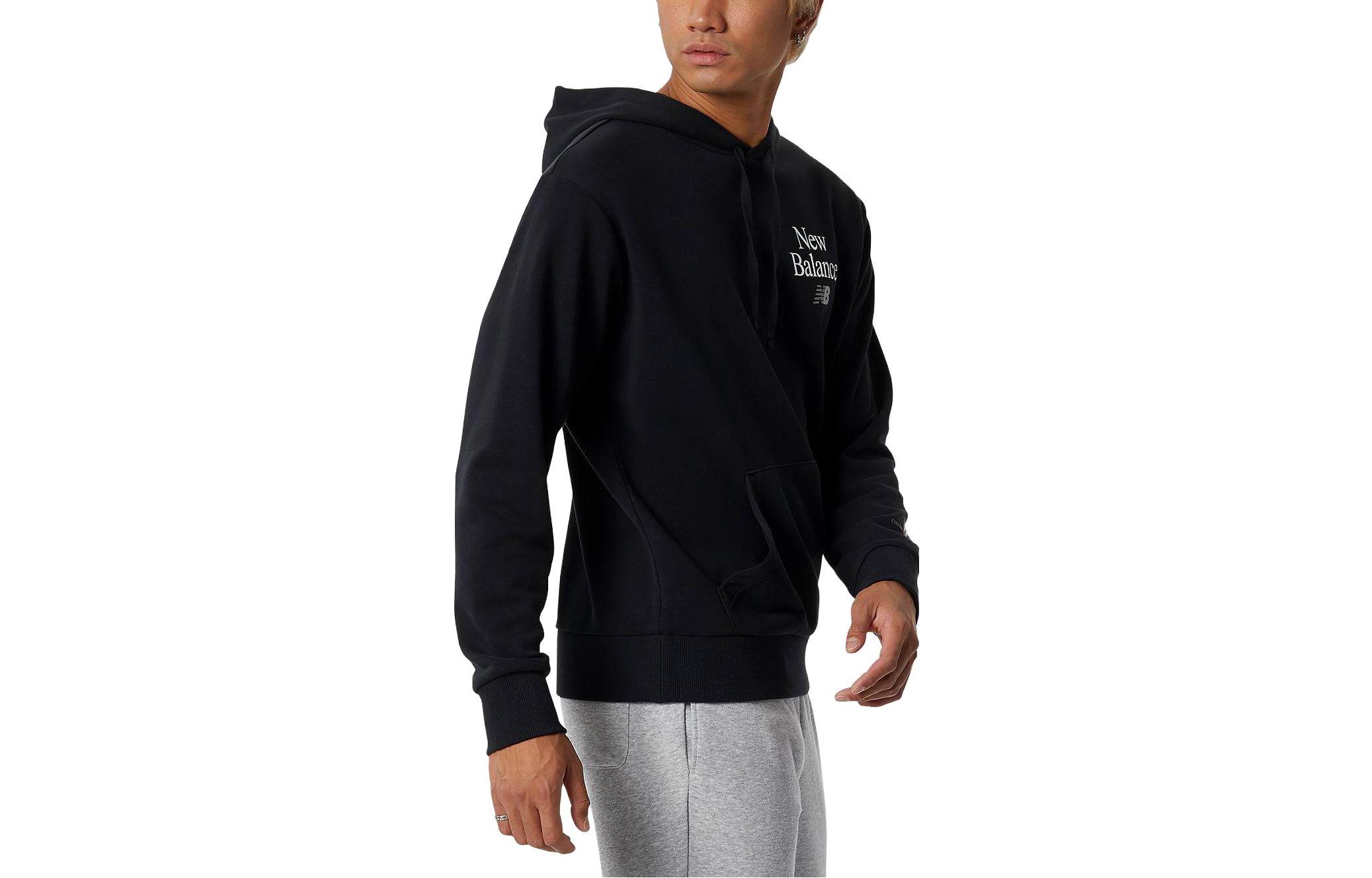 New Balance Essentials Celebrate Sweat Logo Hoodie Black Mens AMT21513-BK
