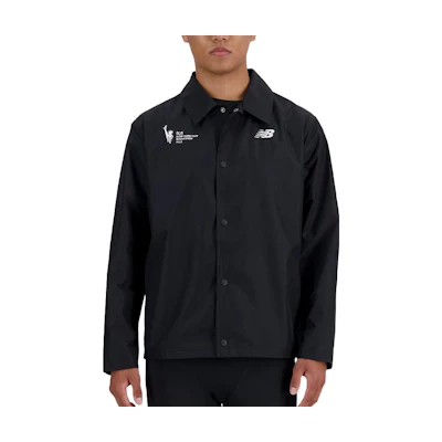 New Balance Essentials Coach Jacket Black Long-Sleeve Printed Outerwear MJ33515MBK