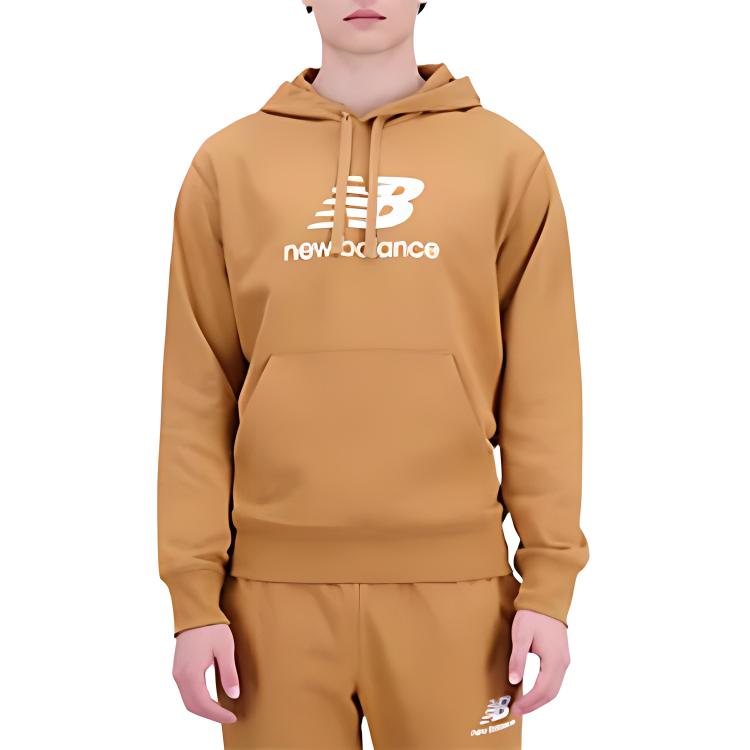 New Balance Essentials Collab Logo Print Brown Hoodie Long Sleeve Sweatshirt MT31537TOB