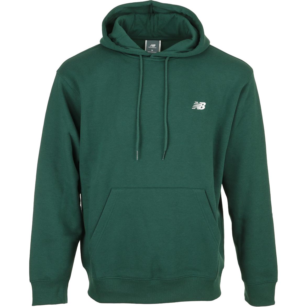 New Balance Essentials Fleece Hoodie Green Pullover with Letter Logo Print MT41511NWG