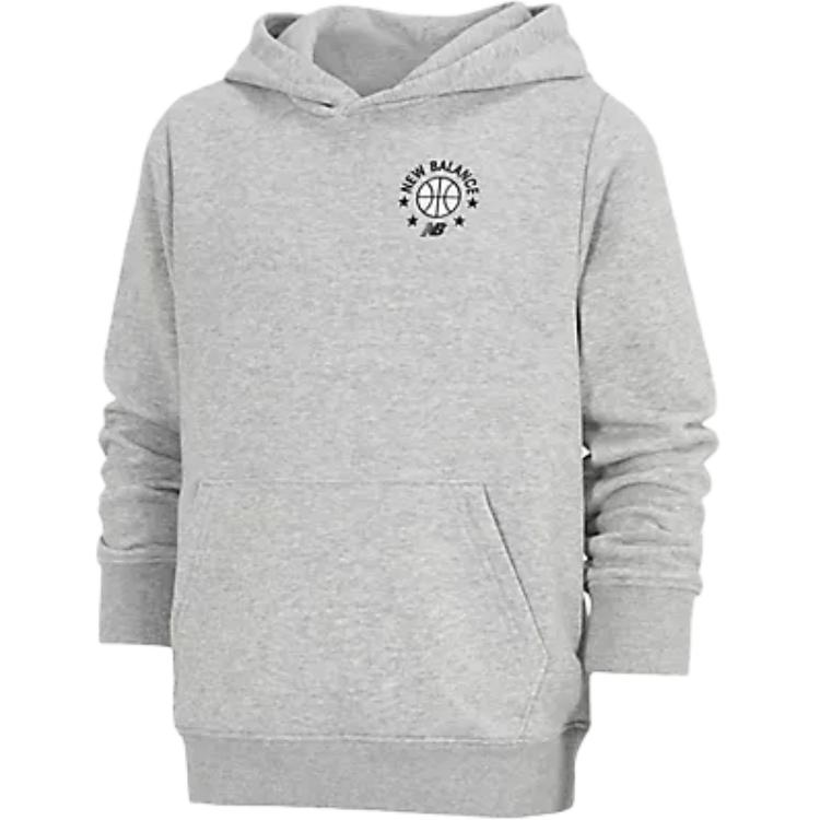 New Balance Essentials Hoops Varsity Logo Hoodie Unisex - Athletic Grey YT33580-AG
