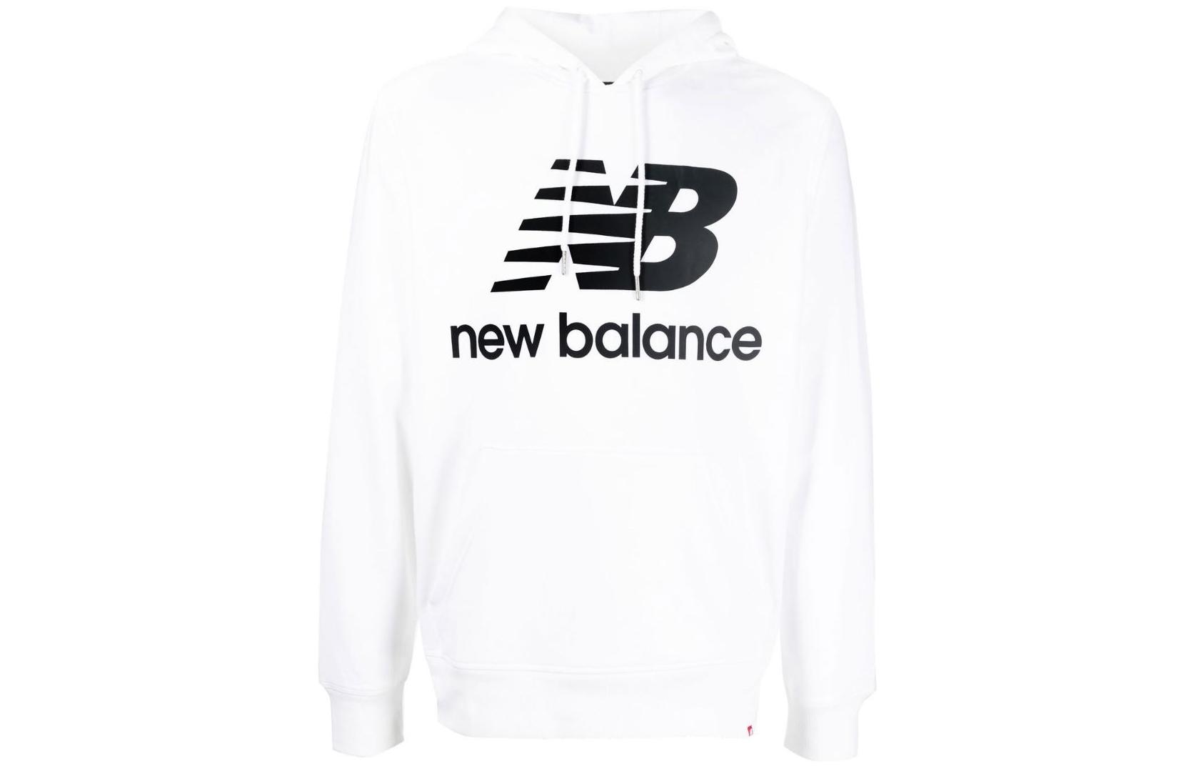 New Balance Essentials Pullover Sweatshirt White with Front Logo Print MT03558-WT