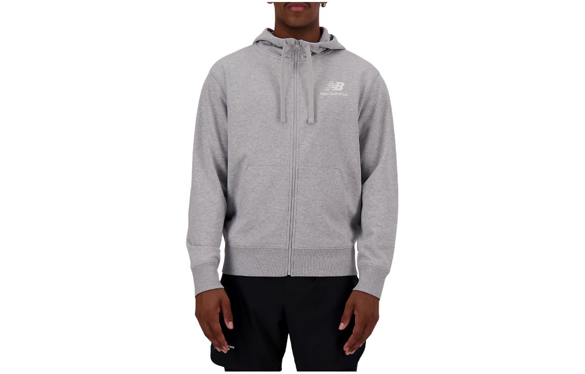 New Balance Essentials Stacked Logo French Terry Zip Jacket Men’s Gray MJ33536M-AG