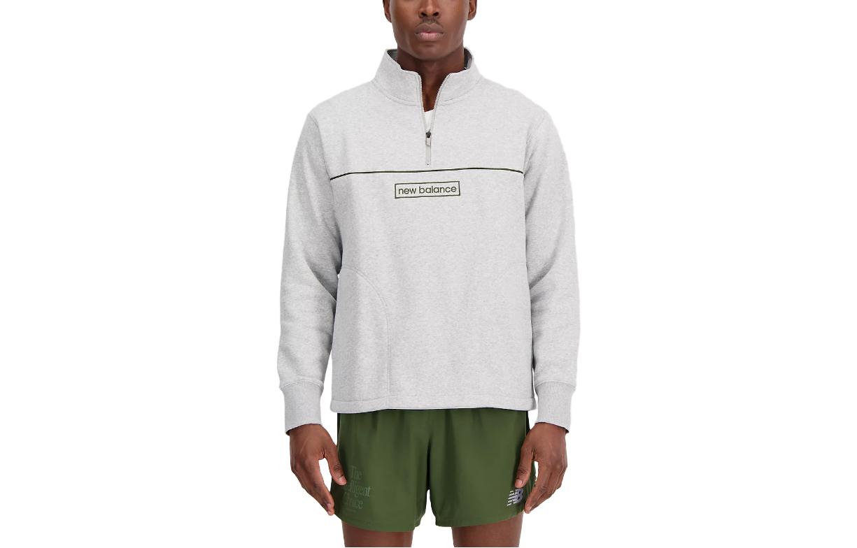 New Balance Essentials Winter 1/4 Zip Pullover Sweatshirt Gray MT33519-AG