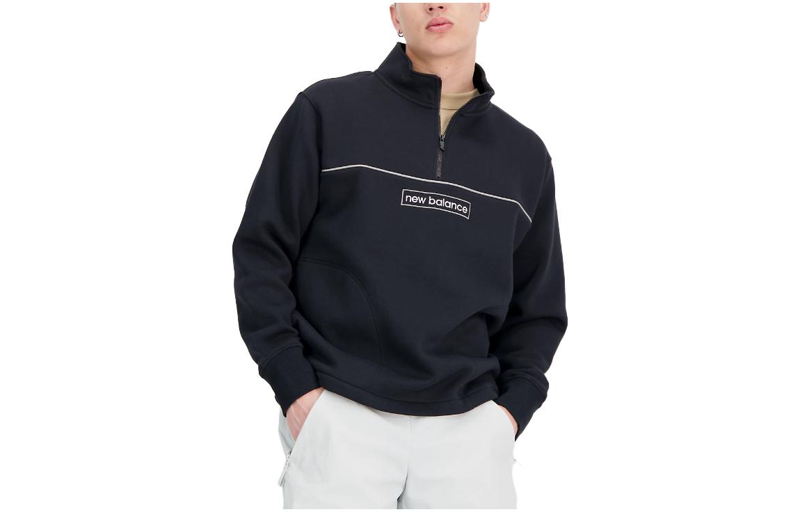 New Balance Essentials Winter 1/4 Zip Pullover Sweatshirt Black Mens MT33519-BK