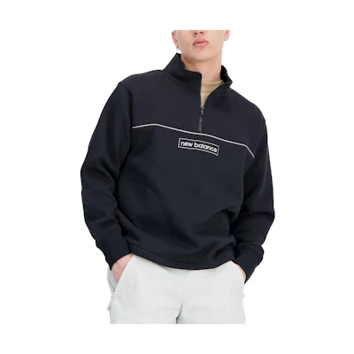 New Balance Essentials Winter 1/4 Zip Pullover Sweatshirt Black Mens MT33519-BK