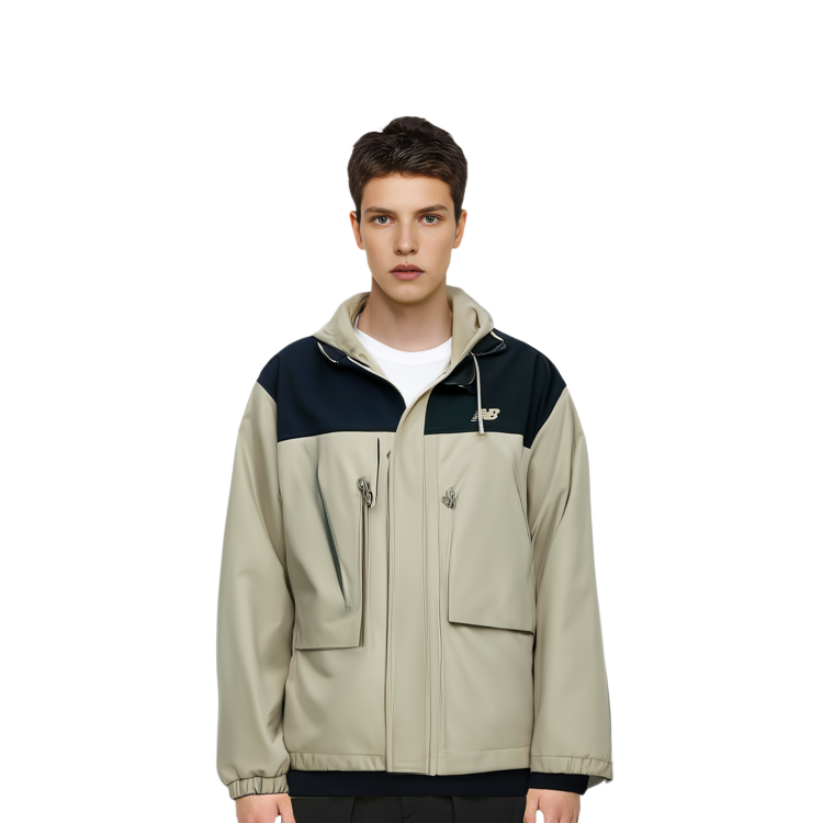 Purchase New Balance 法蘭絨拼色連帽外套 卡其 戶外休閒 AMJ41327-SOT