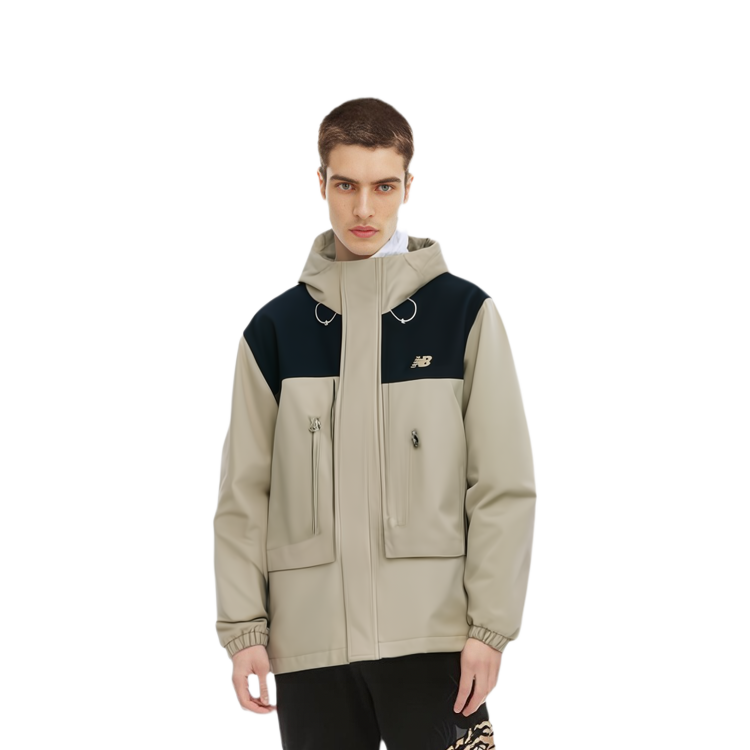 Sizing New Balance 法蘭絨拼色連帽外套 卡其 戶外休閒 AMJ41327-SOT