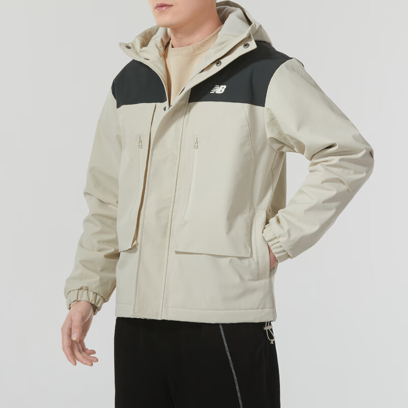 Shop 뉴발란스 플리스 패딩 후드 자켓 아웃도어 캐주얼 그레이 화이트 AMJ41327-TWF