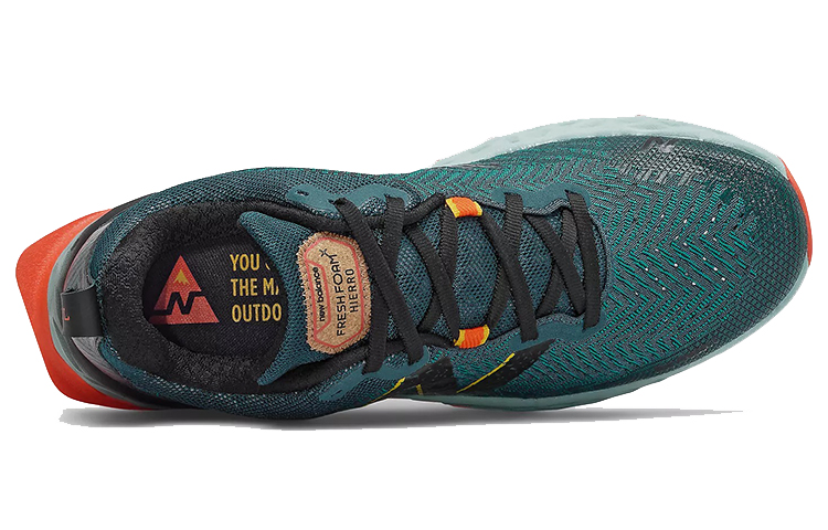 Lookbook New Balance Fresh Foam Hierro V6 'Mountain Teal Blaze' Berwarna Teal & Blaze MTHIERG6
