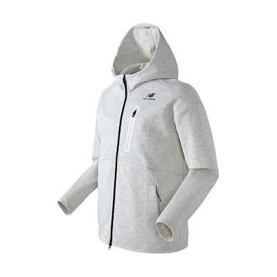 New Balance Full-Zip Hoodie Jacket with Chest Pocket in Light Gray NBMDC210-33